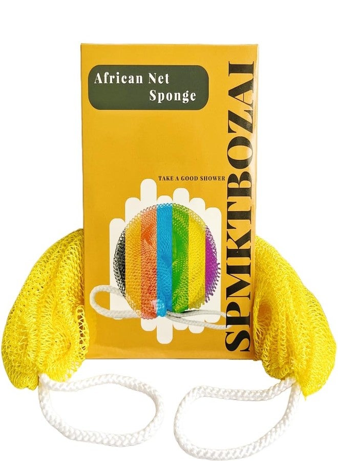 SPMKTBOZAI African Net Sponge Authentic, African Exfoliating Sponge Real African Net Black Owned, African Bath Sponge Back Scrubber for Shower Loofah Bathing Accessories (Yellow, 1 Pieces) - Image 1